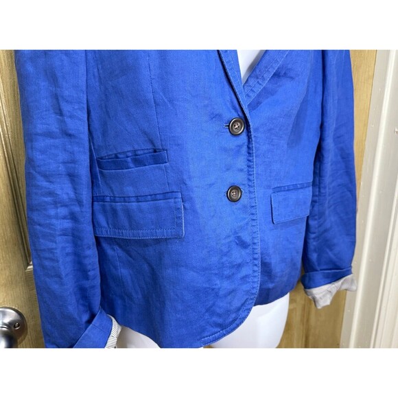 J. Crew Schoolboy Blazer Jacket Linen Blue Size 6 - Picture 3 of 6